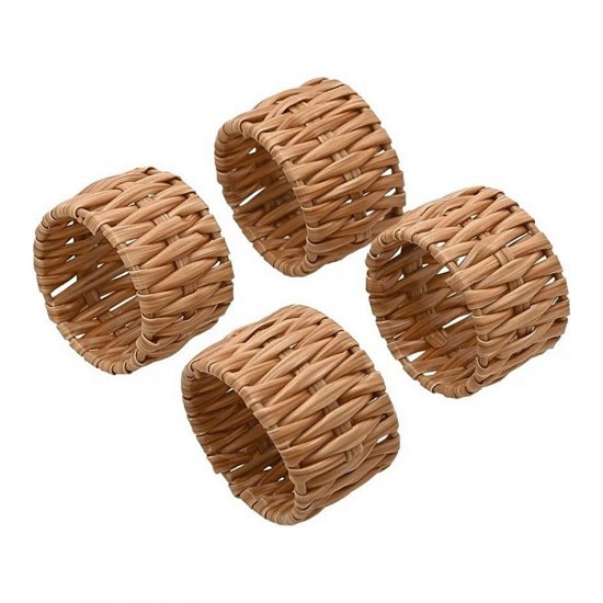 Jogo 4 Anéis Para Guardanapo Claro Rattan Sintético
